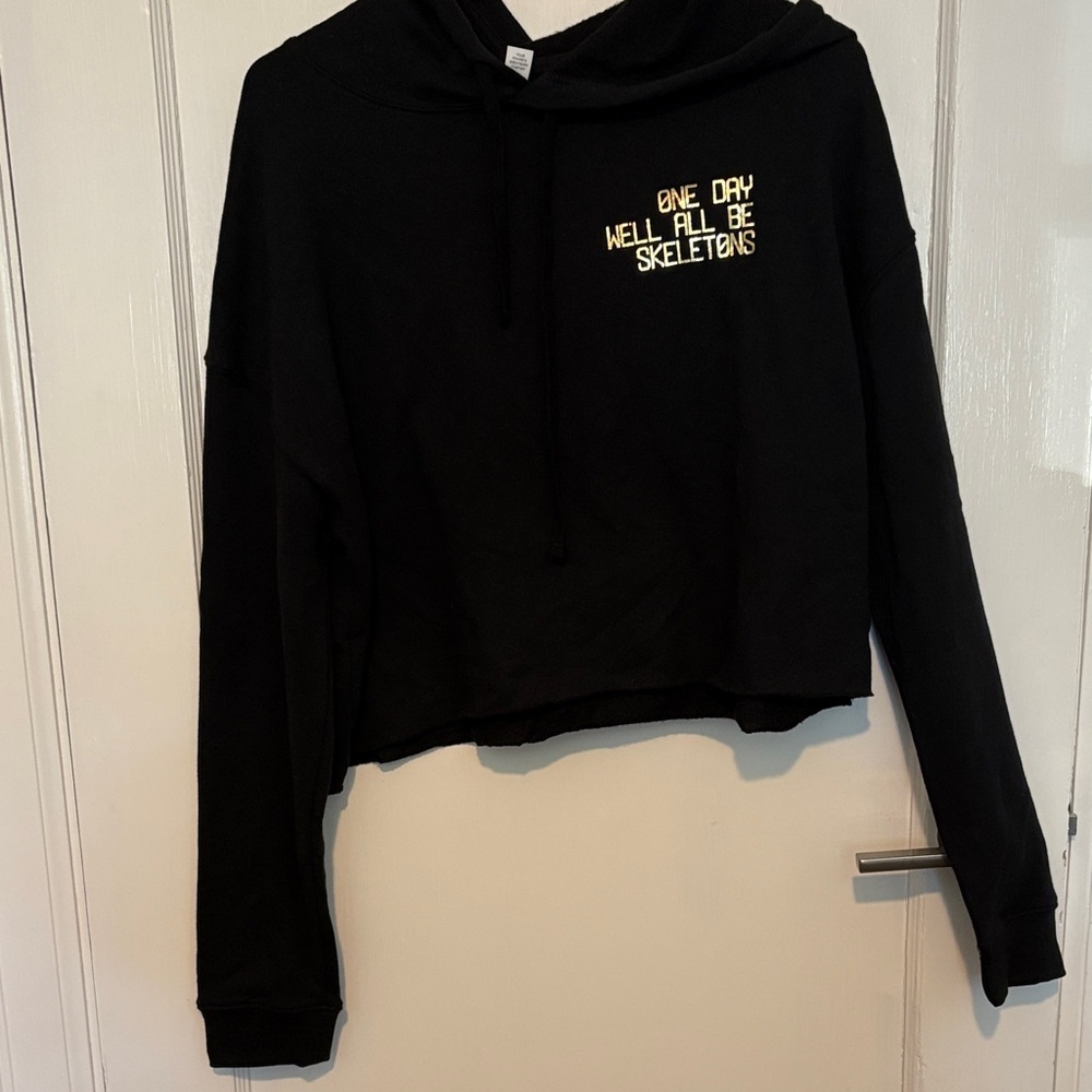 Philip DeFranco Black Cropped Skelly Hoodie